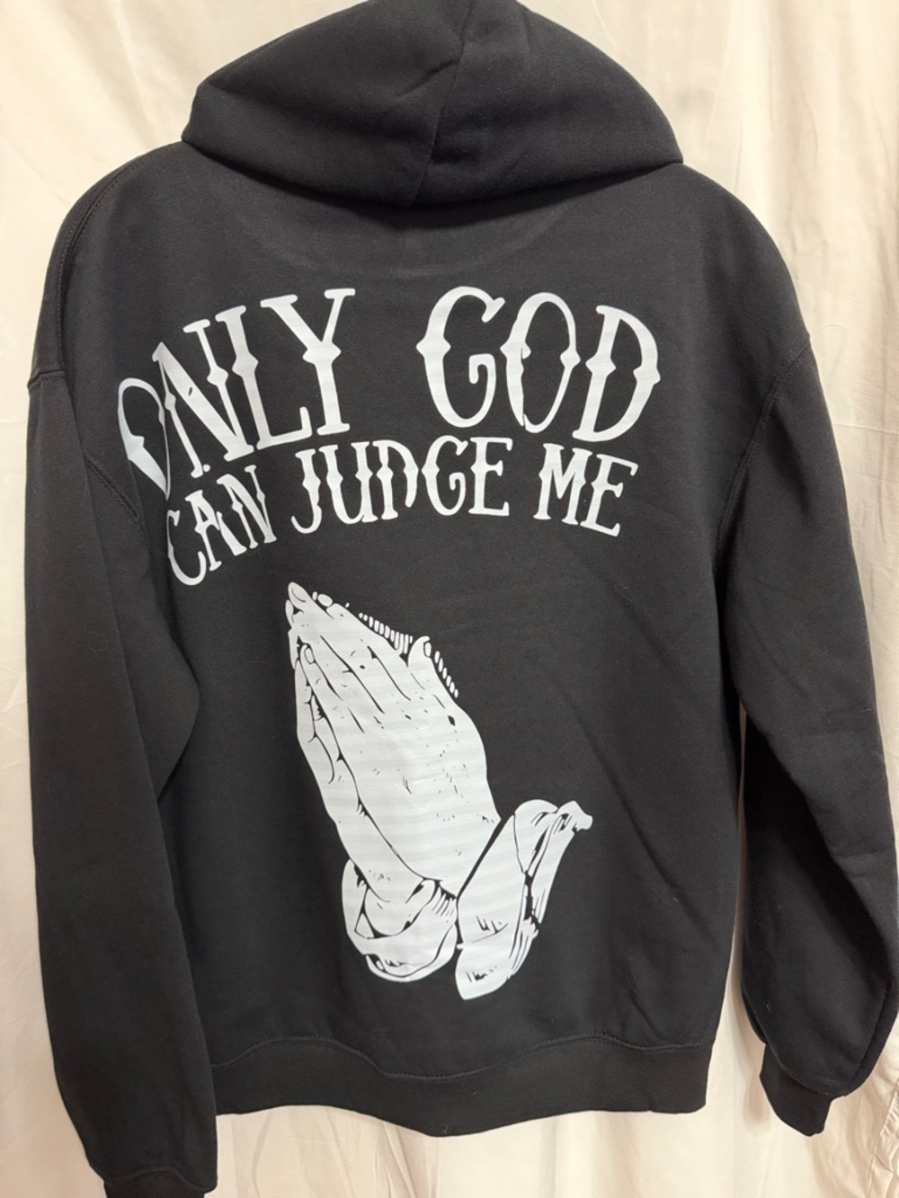 Black 'Only God Can Judge Me' Prayer Hands Hoodie